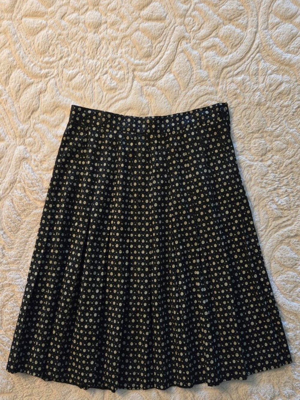 Vintage Maren Pleaded Skirt Women's Size 12 Black & White Pattern Side Closure